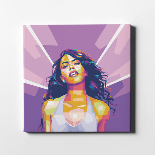 Modern pop art poster of Aaliyah.