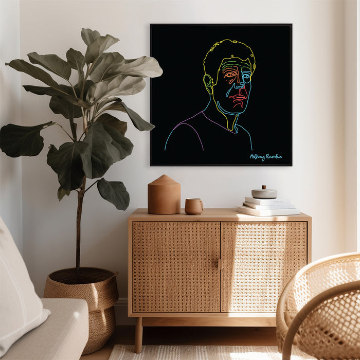 Anthony Bourdain - Neon Line Canvas Art