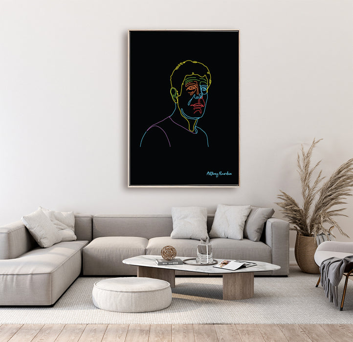 Anthony Bourdain - Neon Line Canvas Art