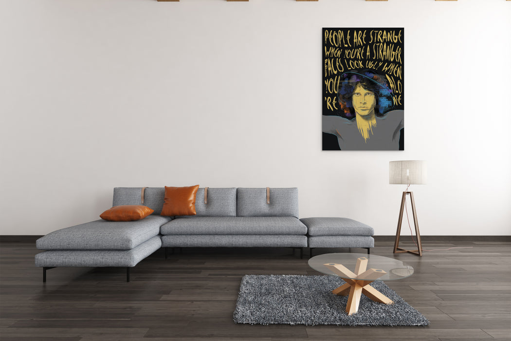 Jim Morrison Portrait -  Street Art Yellow - Canvas Print