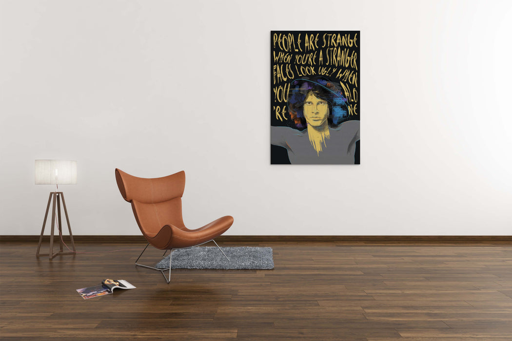 Jim Morrison Portrait -  Street Art Yellow - Canvas Print