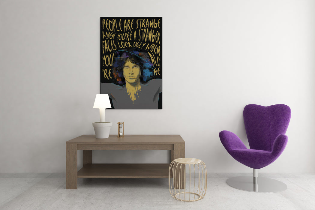 Jim Morrison Portrait -  Street Art Yellow - Canvas Print