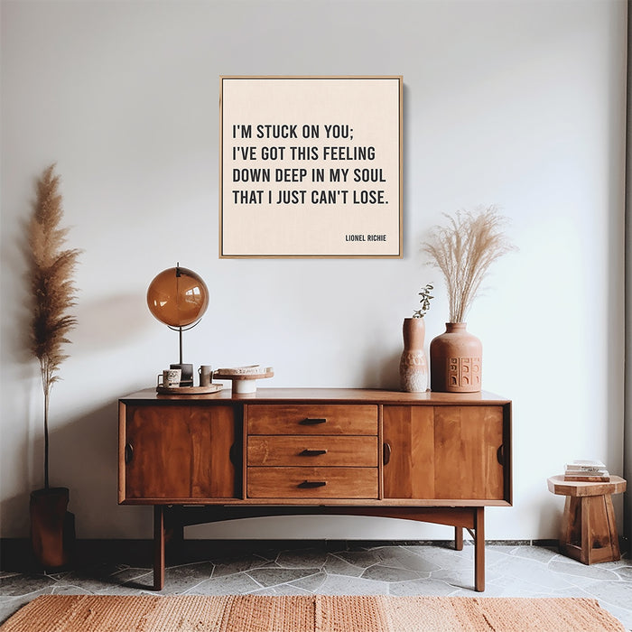 Lionel Richie Song Lyrics Canvas Print - Stuck On You