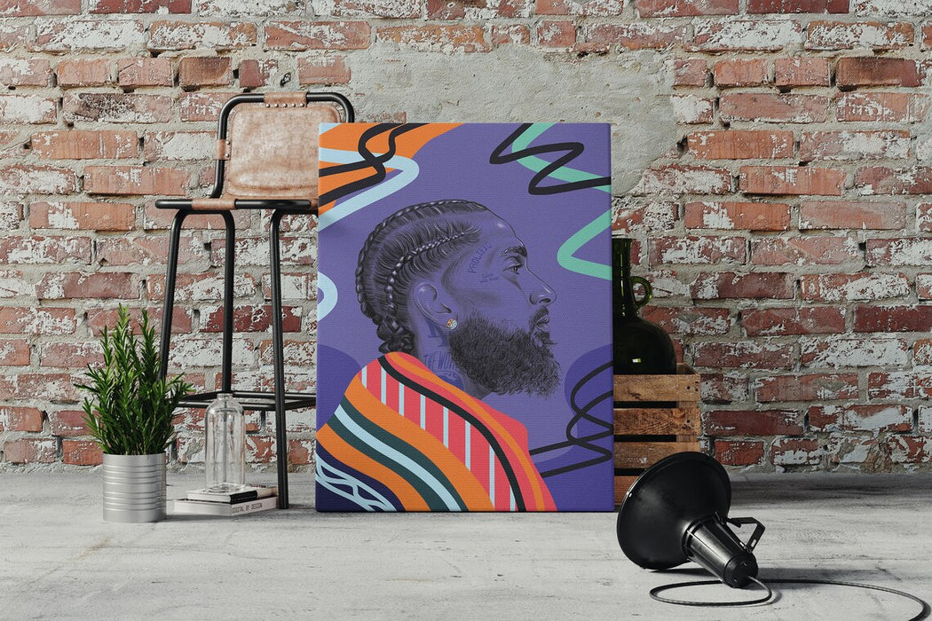 Modern pop art poster of Nipsey Hussle.