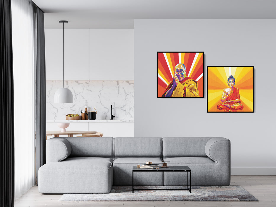 Famous Spirituals Set - Dalai Lama and Mahatma Gandhi - 2-Pieces Canvas Print for Gallery Wall