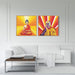 Modern 2-pieces art canvases of Dalai Lama, Mahatma Gandhi.