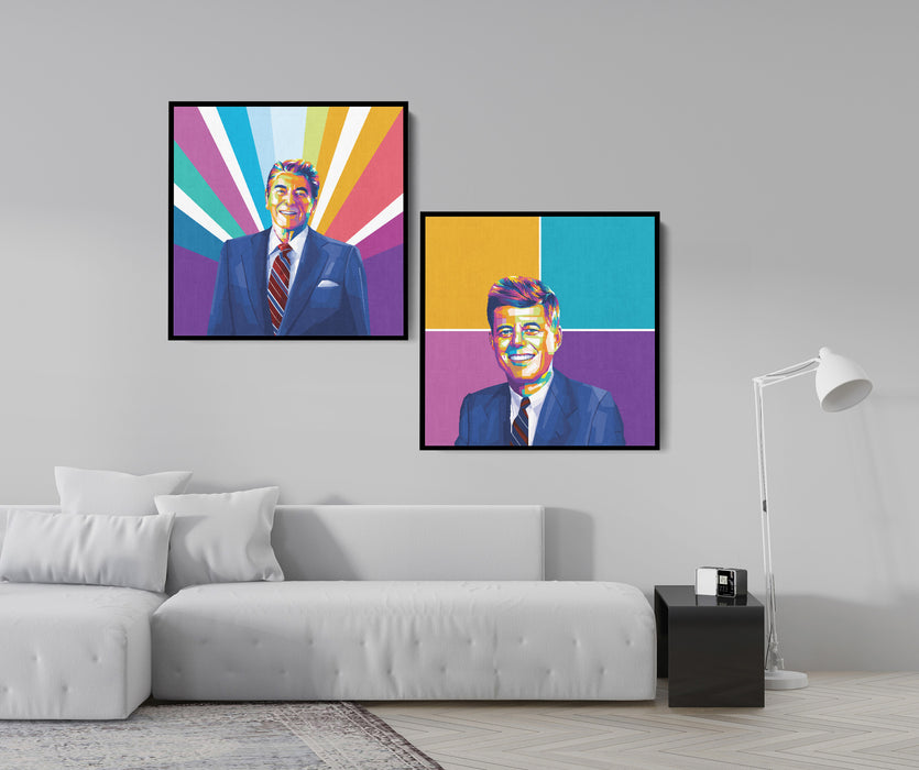 US Presidents  Set - John F. Kennedy and Ronald Reagan - 2-Piece Canvas Print for Gallery Wall