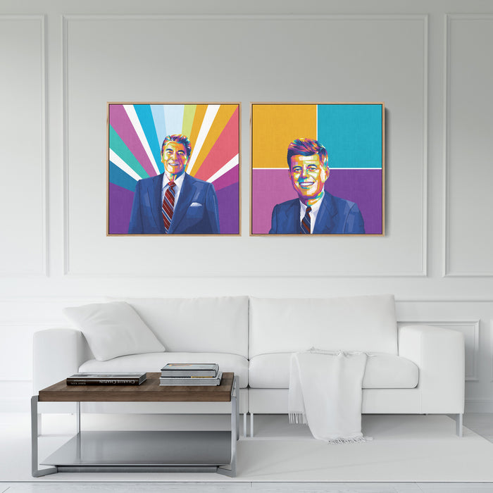 US Presidents  Set - John F. Kennedy and Ronald Reagan - 2-Piece Canvas Print for Gallery Wall