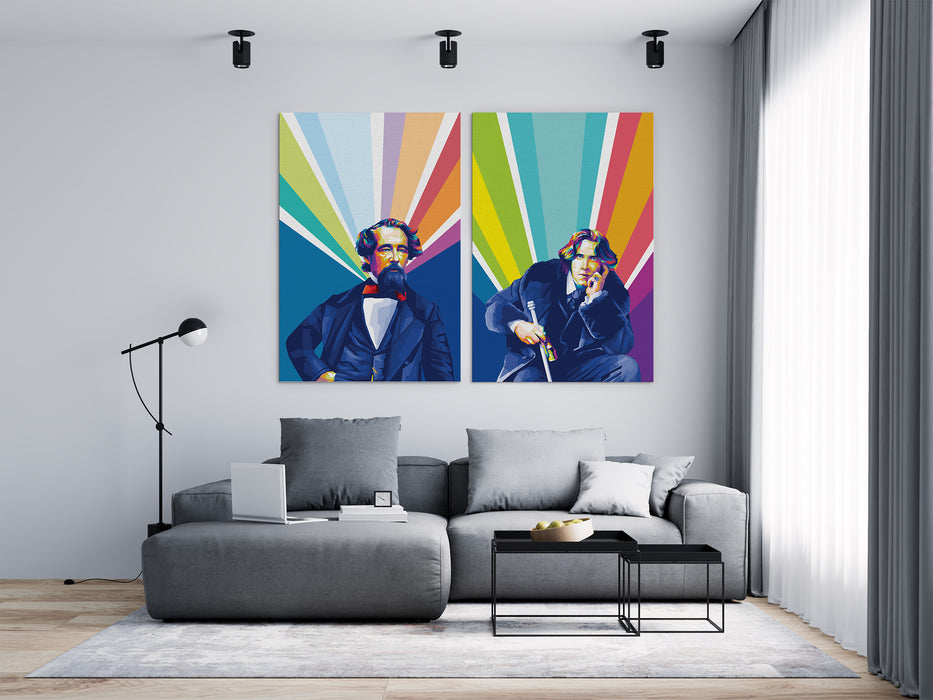 Famous Writers Set - Oscar Wilde, Charles Dickens - 2-Pieces Canvas Print for Gallery Wall