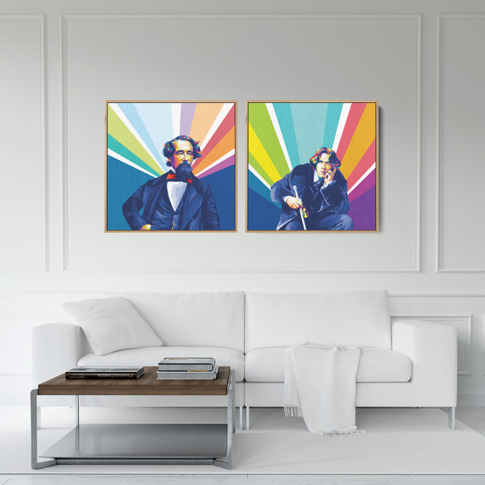 Famous Writers Set - Oscar Wilde, Charles Dickens - 2-Pieces Canvas Print for Gallery Wall