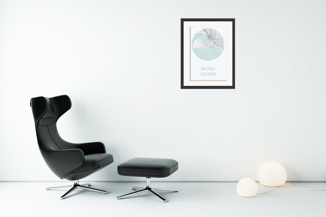 San Diego Minimalist Map Poster - Canvas Art