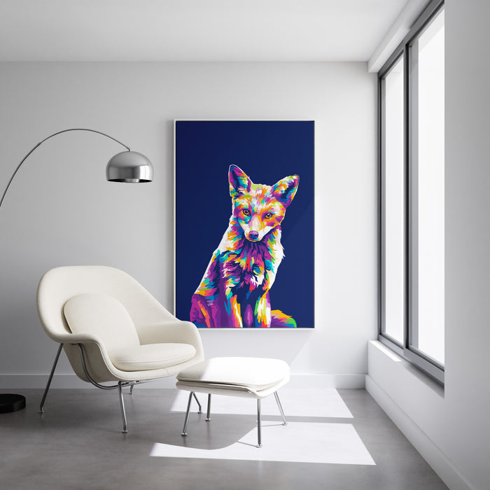 Modern Pop Art Poster of Colorful Fox.