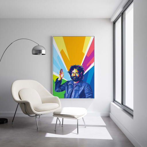 Modern pop art poster of Jerry Garcia.