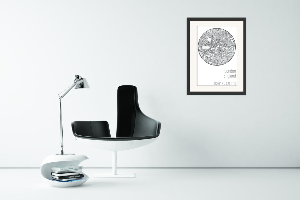 London Minimalist Black & White Map Poster