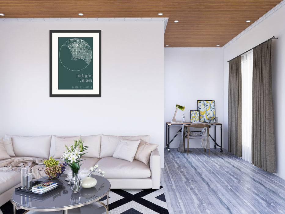 Los Angeles Minimalist Green Map Poster