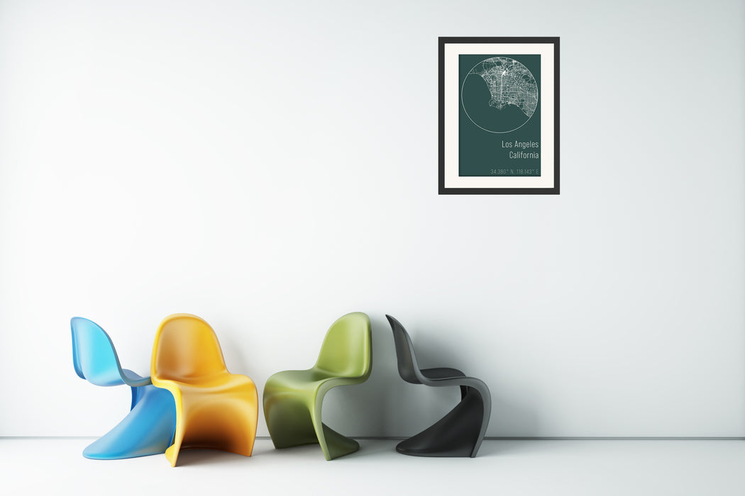 Los Angeles Minimalist Green Map Poster