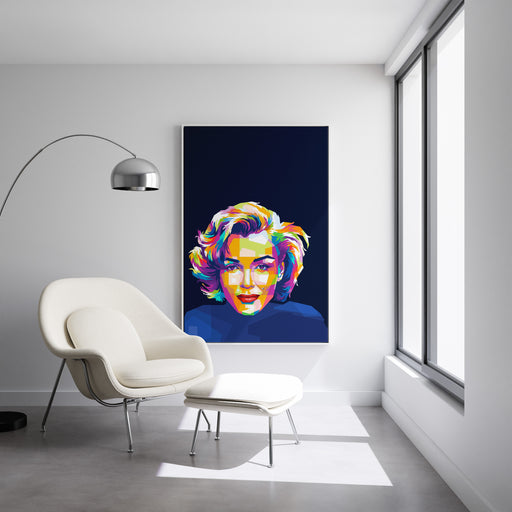 Modern pop art poster of Marilyn Monroe portrait.