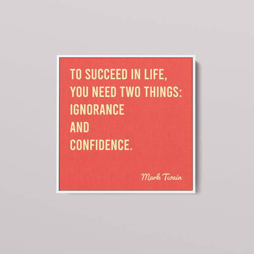 Red canvas print of Mark Twain quote.