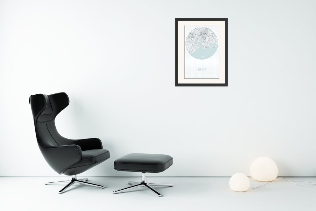 New York Minimalist Map Poster - Canvas Art