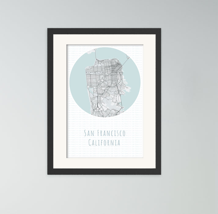 A canvas print of minimalist map of San Francisco.