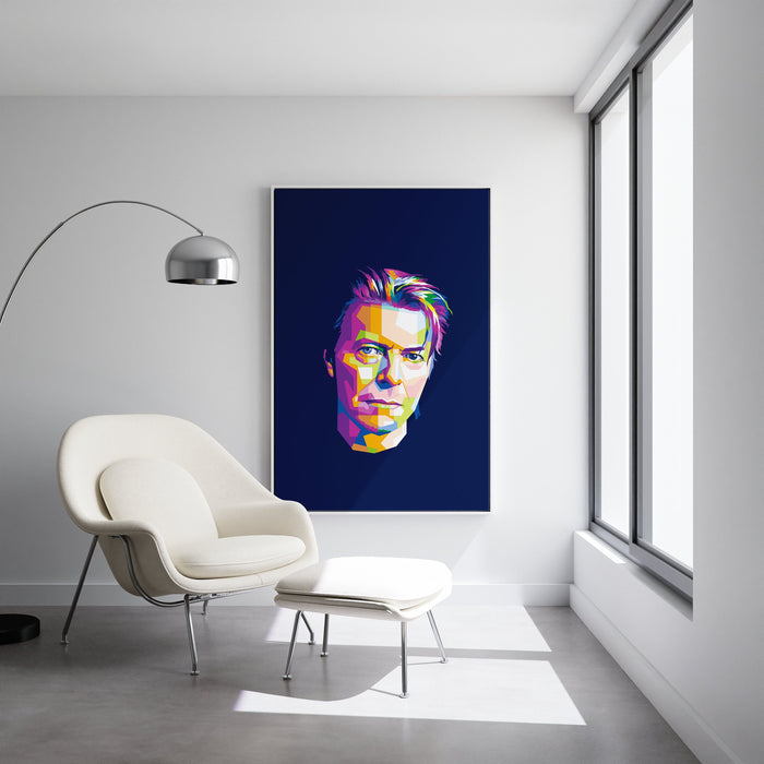 Modern pop art poster of David Bowie - Darker Background.