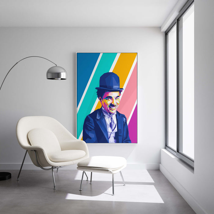 Modern pop art poster of Charlie Chaplin.