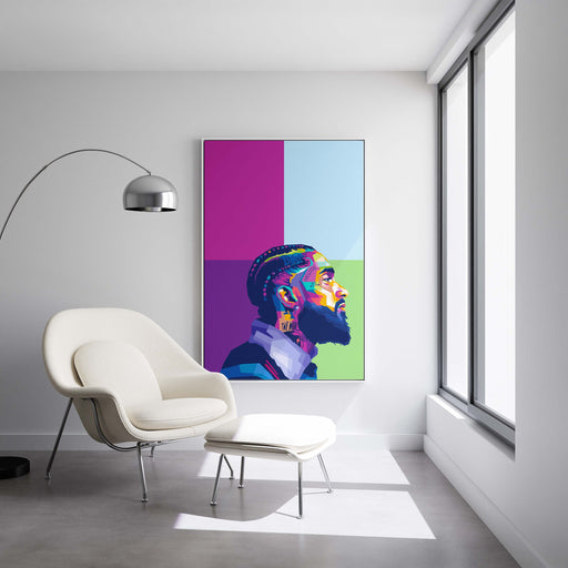 Modern pop art poster of Nipsey Hussle.